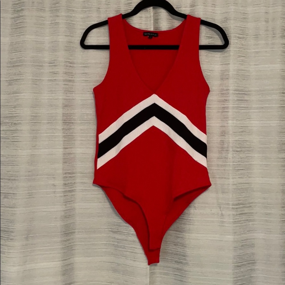 Racer striped red bodysuit